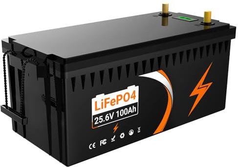 Batería LiFePO4 de 24 V, 100 Ah, batería de litio de 2560 Wh, hasta 15000 baterías de litio de ciclo profundo de 100 A BMS, celdas LiFePO4 de clase A para caravanas, campistas, almacenamiento de