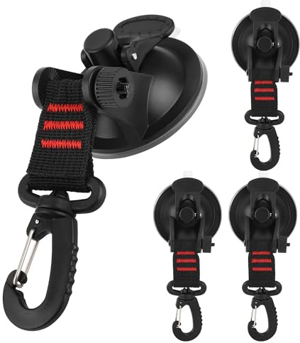 Saugnapf Haken, 4 Stk Camping Saugnäpfe mit Haken Extra Stark, Saugnapf Anker mit Befestigung, Multifunktional Saughaken für Auto,Markisen,Wohnmobil, Zuhause, Werkstatt