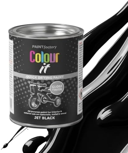 Milena Jet Black Gloss Paint 300ml, All Purpose Paint Quick Drying Gloss Finish, Black Paints for Household Essentials Interior & Exterior Use, Paints for Concrete, Metal, Furniture & DIY Project (1)