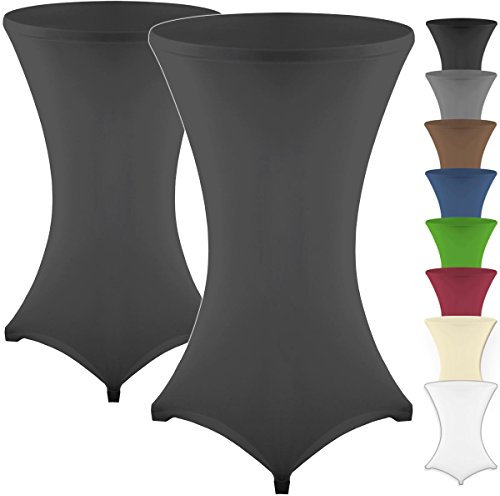 Gräfenstayn 2er-Set Stretch Stehtischhusse Diana mit Öko-Tex Siegel, Verstärkung im Fußbereich, in vielen Farben und Größen Ø60-65cm / Ø70-75cm / Ø80-85cm (Schwarz, Ø80-85cm)