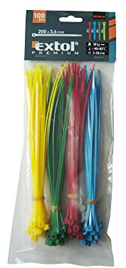 EXTOL PREMIUM Banderolierband farbig, 100x2,5mm, 100 Stck (4x 25 Stck), 4 Farben, Nylon