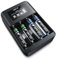 CSL - Universal Batterie Ladegerät Wiederaufladbar Akku Ladestation - Typ AA oder AAA NiMH - Mikroprozessorgesteuertes Laden - 4X Ladeschächte - Einfache Handhabung - LCD-Display - schwarz
