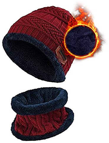 Aisprts Enfants Bonnet Garçons Filles Hiver Chaud Bonnet Tricoté Écharpe Ensembles Enfants Épaisse Doublure Polaire Écharpe Chapeaux