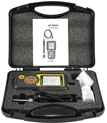 HT-1202 pH-metro,Mini PH metro Elettronica digitale professionale - con alta precisione di misurazione e con grandi schermi LCD visualizzano simultaneamente PH o mV e temperatura