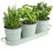 Barnyard Designs Kräutertopf-Pflanzgefäß-Set mit Tablett für den Innen-, Garten- oder Außenbereich, weiches mintgrünes Metall, (3er-Set, 11 x 10 cm Pflanzgefäße auf 32 x 10 cm Tablett)