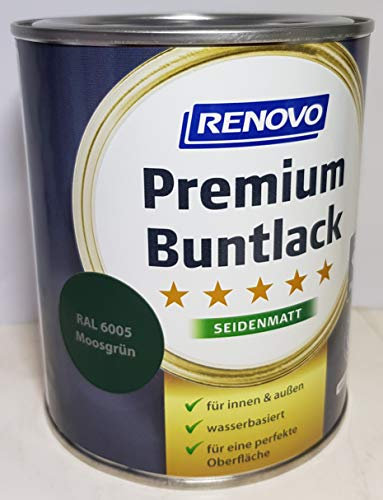 0,75 Liter RENOVO Premium Buntlack seidenmatt, RAL 6005 Moosgruen