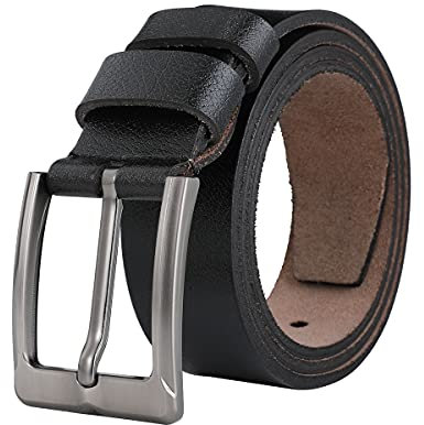 TEAMMAO Ledergürtel Herren Gürtel Leder Taillegürtel Normal Groß Größe 110CM-180CM Retro Schwarz Büffelleder Jeansgürtel 3,8CM mit Geschenkbox.(Schwarz,Taille 128-133cm (Gesamtlänge 150cm))