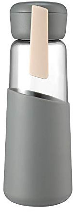 Gourde en Verre avec Housse en Silicone Gourde Sport Portable Gourde Infusion pour Maison ÉCole Et ActivitéS ExtéRieure darkgray,400ml