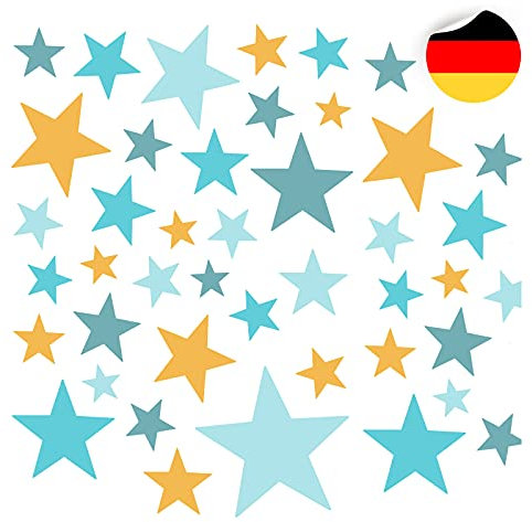 Little Deco 60 Sterne Wandtattoo Kinderzimmer Stars Wandsticker Set Aufkleber Wanddeko Spielzimmer Babyzimmer Kinder Schlafen Mint Gelb Türkis DL608