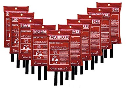 Brandengel Premium Löschdecke DIN EN 1869:2001 Brandschutzdecke 1 x 1 m auch für Fettbrände Fettbrand Küche Feuerlöschdecke Auto 100 x 100 cm 10 Stück