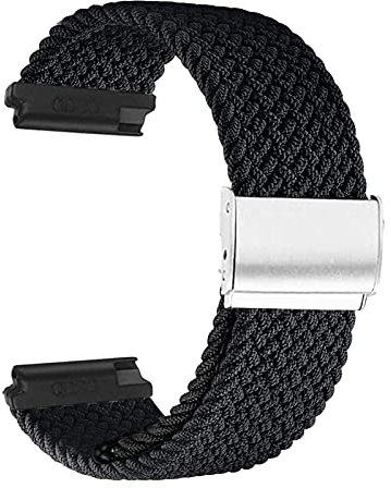 YOOSIDE Geflochten elastisches Armband für Huawei Watch GT2 46mm, 22mm Weiches elastisches Nylon Loop Uhrenarmband mit verstellbarem Verschluss aus Edelstahl (Schwarz)