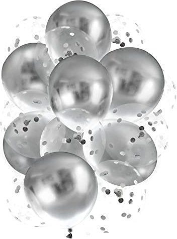 Cavore Konfetti Luftballon Set in Silber metallic – 20 Stück – Partydeko Ballons für Geburtstag, JGA, Babyparty und Hochzeit