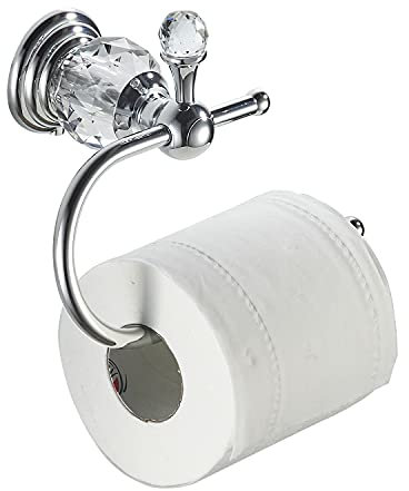 WOLIBEER Crystal Toilet Paper Holder, Polished Chrome Tissue Paper Holder Silver Bathroom Toilet Roll Hanger Wall Mounted Brass