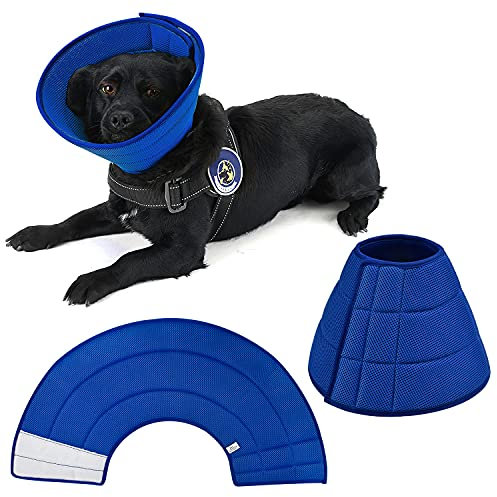 newsbirds Halskrause für Hund, Leichter bequem weich Recovery Elisabethanischer Kragen für Haustiere Verstellbares Schutzkragen für Hund Katzen,blau 5
