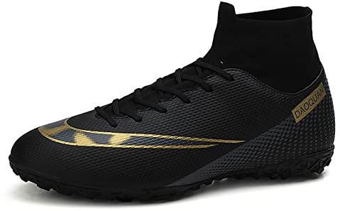 CERYTHRINA Herren Fußballschuhe Kinder High Top Spikes Cleats Fussballschuhe Professionelle Athletics Kunstrasen Trainingsschuhe Teenager Outdoor Atmungsaktive Sportschuhe Schwarz 47