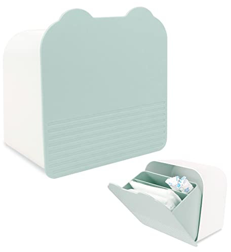 Sanitary Napkin Storage Box,Plastic Portable Sanitary Napkin Storage Bag for Bathroom 6x6x3.5 inches First Period Bag for Girls,Women,Ladies(Green)