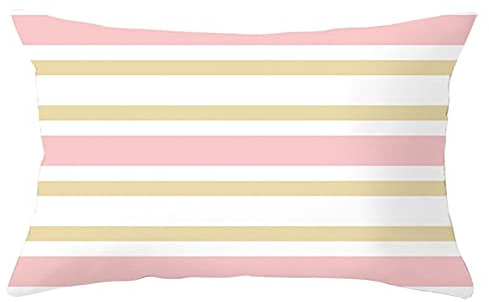 Lieson Housse Coussin 30x50, Coussins Decoratifs Rose Orange Taies D'Oreillers Décoratives Rayure, Polyester