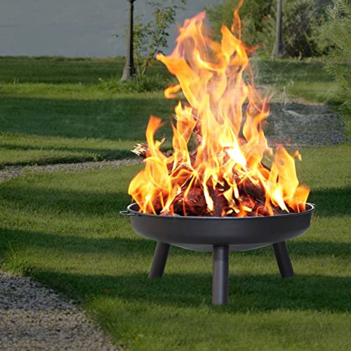 Yakimz Feuerschalen für den Garten 80 cm, Große Feuerstelle Feuerkorb für Draußen Garten & Terrasse, Wohnmobil Reisen, Sommer Party, Lagerfeuer, Fire Pit aus 1mm Stahl, abnehmbaren Beinen, Schwarz