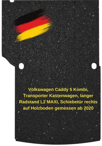 aruma® Antirutschmatte Laderaummatte kompatibel für VW Caddy 5 Kastenwagen, Langer Radstand L2 Maxi, Schiebetür rechts auf Holzboden gemessen ab 2020