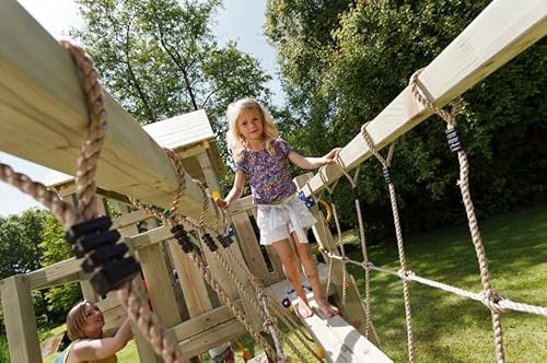 Gartenwelt Riegelsberger Anbaumodul Bridge Spielturmbrücke aus naturbelassenem Lärchenholz Maße ca. L200 x B50 x H60 cm für Spieltrürme