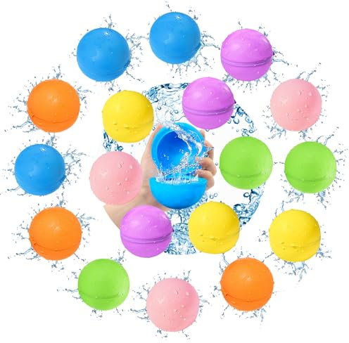 Wasserballons Wiederverwendbare Schnellfüllung, Wasserbälle, selbstdichtendes Outdoor-Wasserspielzeug für Kinder von 3-12 Jahren, unfallfreie Wasserbomben Sommer-Pool-Spielzeug (18Pcs)