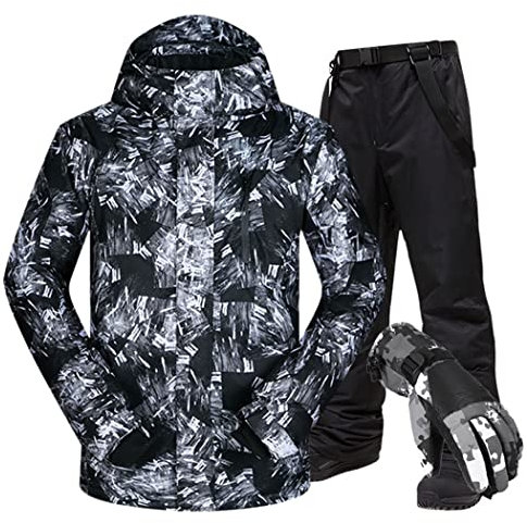 Haitpant Combinaison de ski coupe-vent imperméable thermique pour homme - Veste et pantalon de ski pour écran tactile - Veste de snowboard