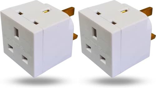 2 Way Double Plug Adaptor - Cube Electric Double Adapter Plug UK - Plug Extension Double Socket - Adaptor Power Extension for LED, WIFI extender booster Laptop & further. Socket Pin for Office, Home.