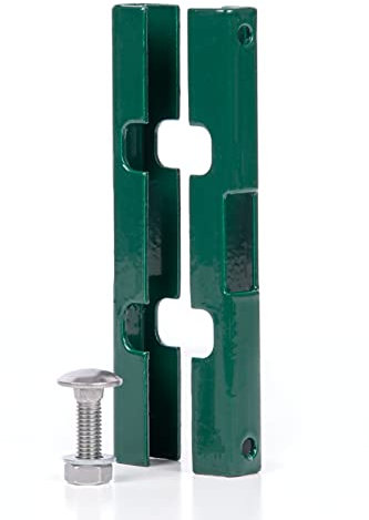 Alberts 672898 Mattenverbinder | für Doppelstab-Gittermatten | grün kunststoffbeschichtet RAL 6005 | mit Edelstahlschraube | 140 x 18 x 15,5 mm