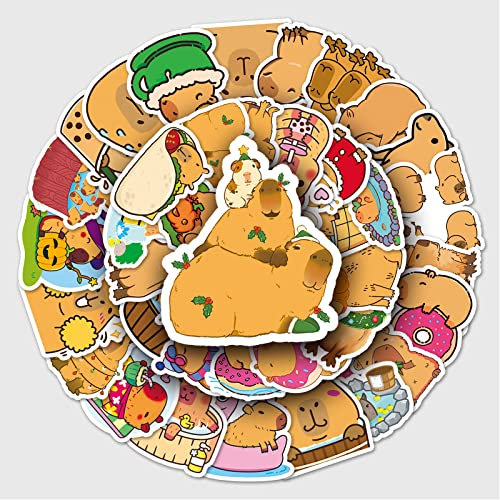 Bric Dodo 50 Stück Capybara Aufkleber Auto Laptop Telefon Gitarre Skateboard Motorrad Fahrrad Wasserschwein Stickers Set Vinyl Wasserdicht Aesthetic Aufkleber für Jugendliche Kinder Erwachsene