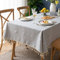 Bestickte rechteckige Tischdecke Kariert Rustikal Knitterfrei Stoff Tischdecke für Küche Essen Party Urlaub, Grau kariert, 140 x 180 cm