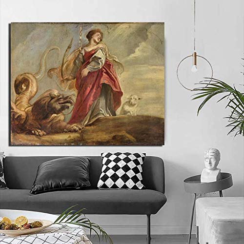 Dittelle Peter Paul Rubens Ölskizzen Leinwand Gemälde Poster Drucke Marmor Wandkunst Malerei Dekoratives Bild Moderne Wohnkultur 70x100cm Rahmenlos