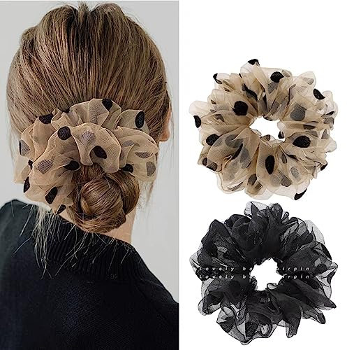 Ypkia Haargummi Höhle Der Löwen Haargummi Damen Set Schwarz Groß Elastischer Pferdeschwanz Halter Für Frauen Mädchen Französischer Stil Haar-Accessoires (2 Stück)