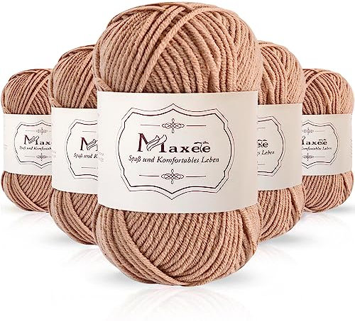 Maxee 250g(50gx5) Handstrickgarn Multicolor, Acryl Garn zum Stricken, Weicher Wolle zum Häkeln und Kunsthandwerk, Hand Knitting Garn zum Häkeln, Schals für Strickanfänger, Erfahrene Stricker