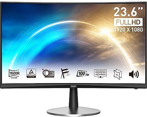 MSI PRO MP2422C 23.6 Inch Full HD Curved Office Monitor - 1500R 1920 x 1080 VA Panel, 100 Hz, Less Blue Light PRO, VESA Mountable, Built-in Speakers, Tilt-Adjustable - HDMI 1.4b, D-Sub