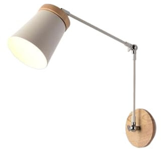 Wandleuchten Verstellbare Schwenkarm-Wandleuchte Moderne Metalle Holz Wandleuchter Wandleuchte for Restaurant Wohnzimmer Schlafzimmer Nachttisch Leselampe Arbeitszimmer Büro Cafe ( Color : White )