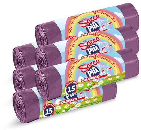 HOME LINE - 90 Sacs poubelles de 40 litres, anti-odeurs avec poignées à tirer et fermer | sacs poubelles pour la collecte sélective des déchets - sacs poubelles 55 x 65 cm couleur rose