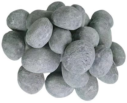 Piedras de cerámica para chimenea, 24 piezas, piedras redondas de lava, troncos de gas, para chimeneas y hogueras interiores y exteriores, piedras decorativas para paisajismo (gris)