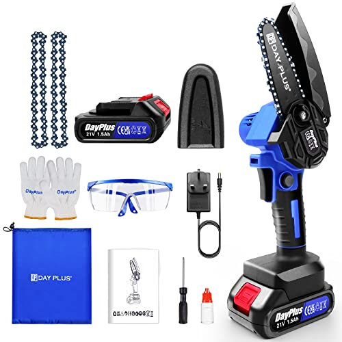 Brushless Electric Chainsaw Handheld Mini Chainsaw Cordless 4 Inches, Cordless Chainsaw Pruning Saw Lightweight Wood Saw for Courtyard, Garden, Household, 1.5Ah Battery and Charger Included