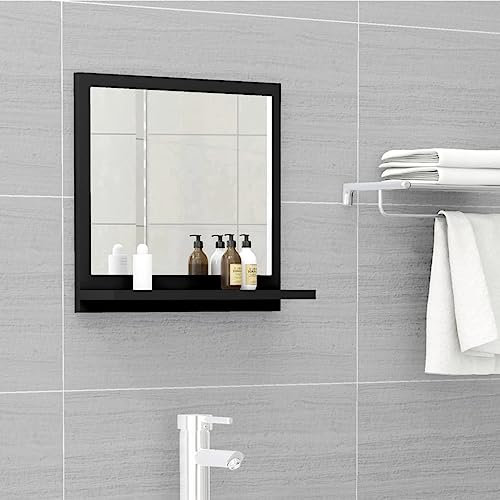 Coavain Miroir de Salle de Bain Noir 40x10.5x37 cm Aggloméré Style Contemporain Etagère pour Ranger Les Produits de Bain et de Toilette Facile à Nettoyer Décoration de Salle de Bain