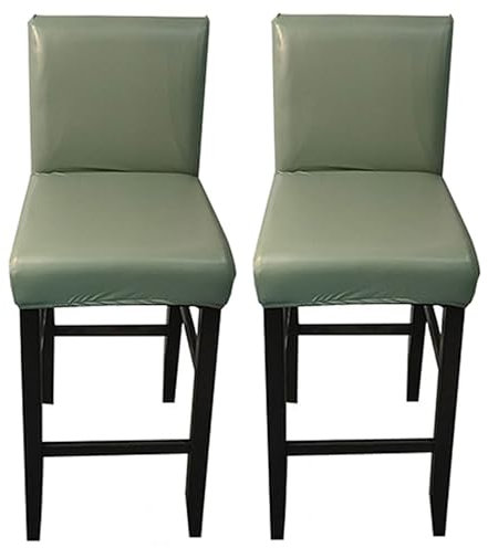 Mswborml Stretch Barhocker Stuhlhussen Bezüge PU, Wasserdicht Barhocker Bezüge Leder 3/2/1er Set Schonbezüge für Barhocker Abnehmbare Barhocker Bezüge Hussen für Hochzeit, Bankett,Grün,2PCS