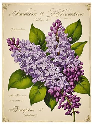 SHEGZHUC 30x40cm Diamond Painting Blumen Flieder Vintage Diamond Painting Flieder Stickbilder Erwachsene Flieder Diamond Painting Lila Blumen Diamant Malerei Kreuzstich Geschenk Wanddekoration