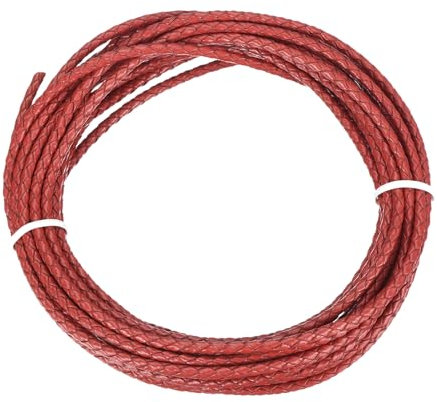 sourcing map Braided Leather Cord, 4mm Round Braided Faux Leather Necklace Cord Bolo Tie String 2 Yard for Jewelry Making Necklace Crafts Beading Braiding 60