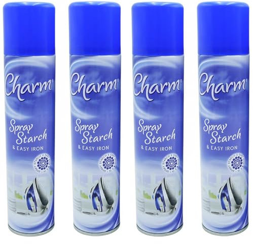 Zinnia Starch Spray for Clothes and Fabrics (Pack of 4) - Unscented Aerosol Fabric Starch Spray