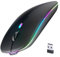 Mouse wireless Bluetooth, ricaricabile, LED, silenzioso, design ultra sottile (ricevitore USB Bluetooth 5.2 e 2,4 GHz), mouse portatile per computer portatili, iPad, MacBook e dispositivi Apple (nero)