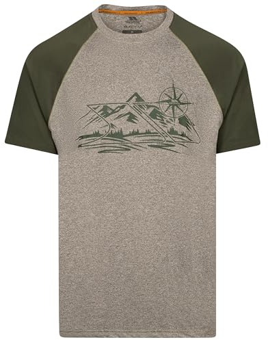 Trespass Men's Casual T-Shirt Fullmer - Men's Crew Neck Top with Print Decal on Chest, Two-tone T-Shirt for Men, Raglan Sleeve Poly-Elastane Blend T-Shirt