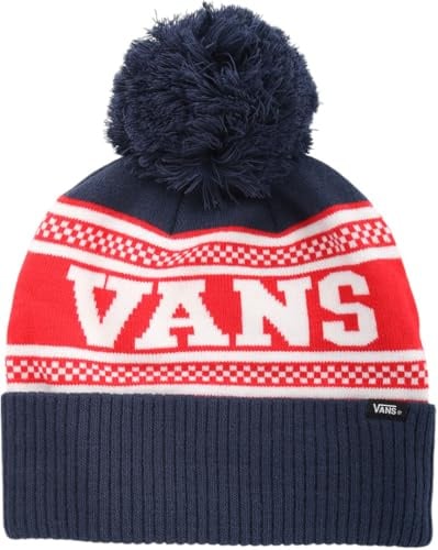 Vans Blaue und rote Bommel Beanie Dress Blues