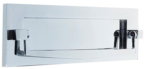 Elegant Polished Chrome Postal Knocker 250x76mm for Stylish Entrances - External Front Door Letter Box Plate