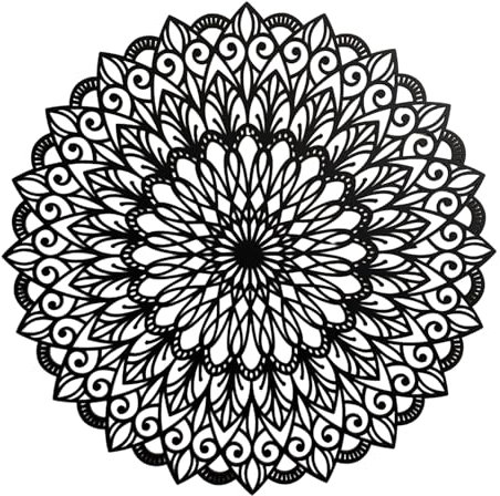 SENTOP HDF0251 Blume des Lebens aus Holz, Mandala-Wandkunst, Geschnitztes Bild an der Wand für den Innenraum, HolzKunst Dekor (Schwarz, 40 cm)