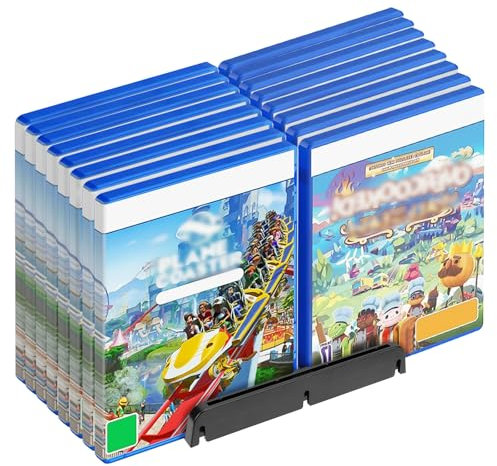 GEEKRIA Game Disc Storage Stand Compatible with Sony PlayStation 5 Slim, Pro, Nintendo Switch, Xbox Series, CD, DVDs, Large Capacity Holder for 16 CDs, Universal Desk Game Accessories