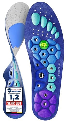 Akusoli Einlagen Original | Magnetische Einlegesohlen Herren Damen Fußgewölbestütze, Akupressur Schuheinlagen für Arbeitsschuhe, Akusoli-Einlagen Plattfuß und Verteilt Fußdruck EU42-47